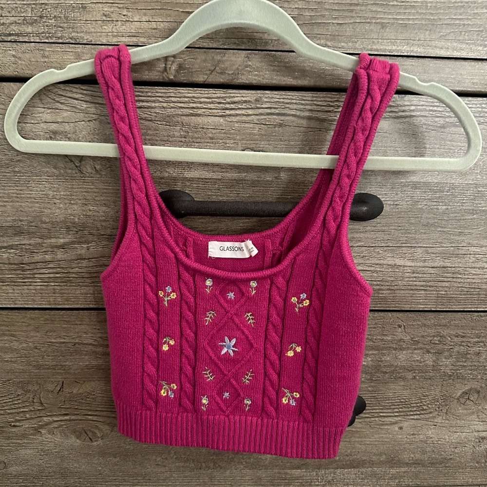Glassons Pink Knit Crop Top